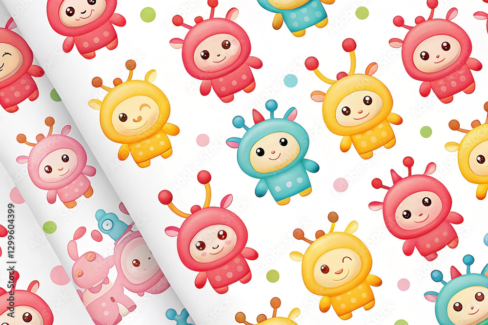 Fototapeta premium Cute colorful alien creature seamless pattern.