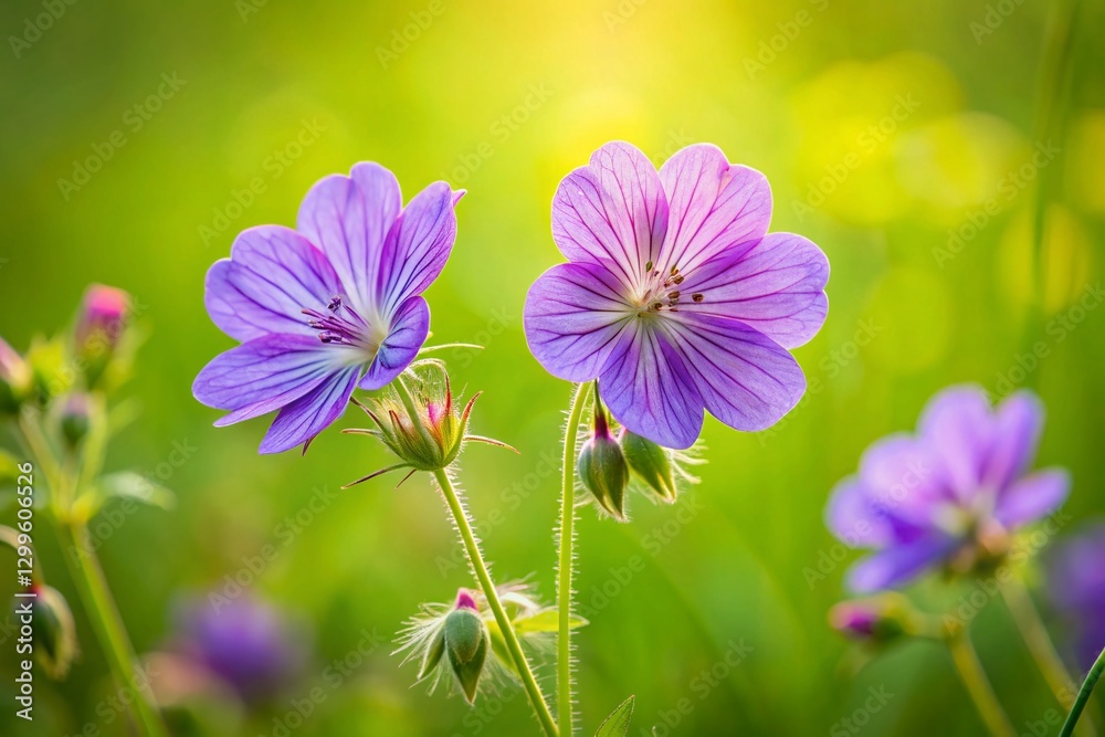 Meadow Geranium Bloom: Medicinal Wildflower in Summer Meadow Geranium Bloom: Medicinal Wildflower in Summer