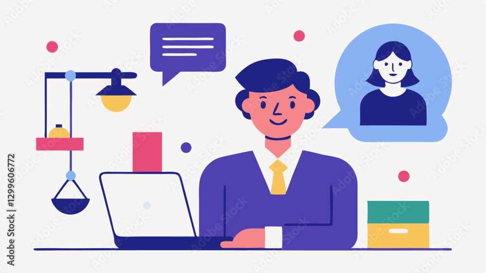 These descriptions can inspire simple effective vector illustrations that capture the essence of online legal consultations. These descriptions can inspire simple effective vector illustrations that capture the essence of online legal consultations.