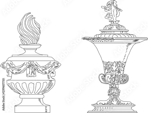 vector sketch illustration silhouette design ornament decoration cornice column classic vintage ethnic roman greek 