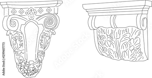 vector sketch illustration silhouette design ornament decoration cornice column classic vintage ethnic roman greek 