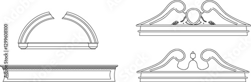 vector sketch illustration silhouette design decoration ornament cornice roof classic vintage ethnic roman greek 