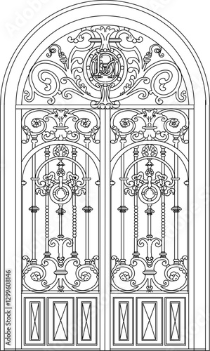 vector sketch illustration silhouette design classic vintage gate door 