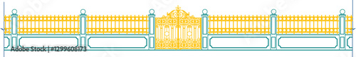 vector sketch illustration silhouette design classic vintage ethnic fence with iron gate