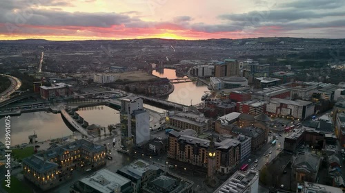 Belfast Morning aerial shot UK