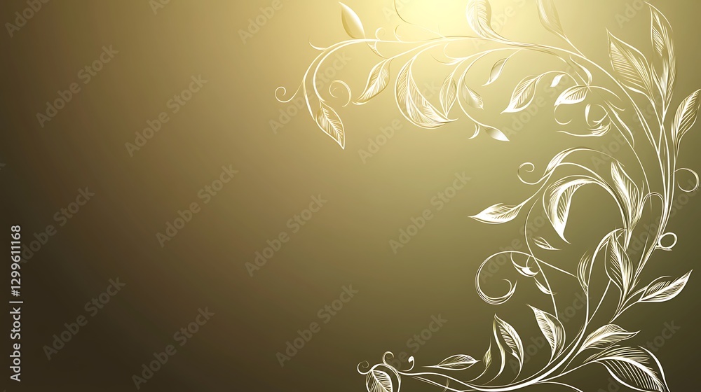 Elegant Golden Floral Design Background Image