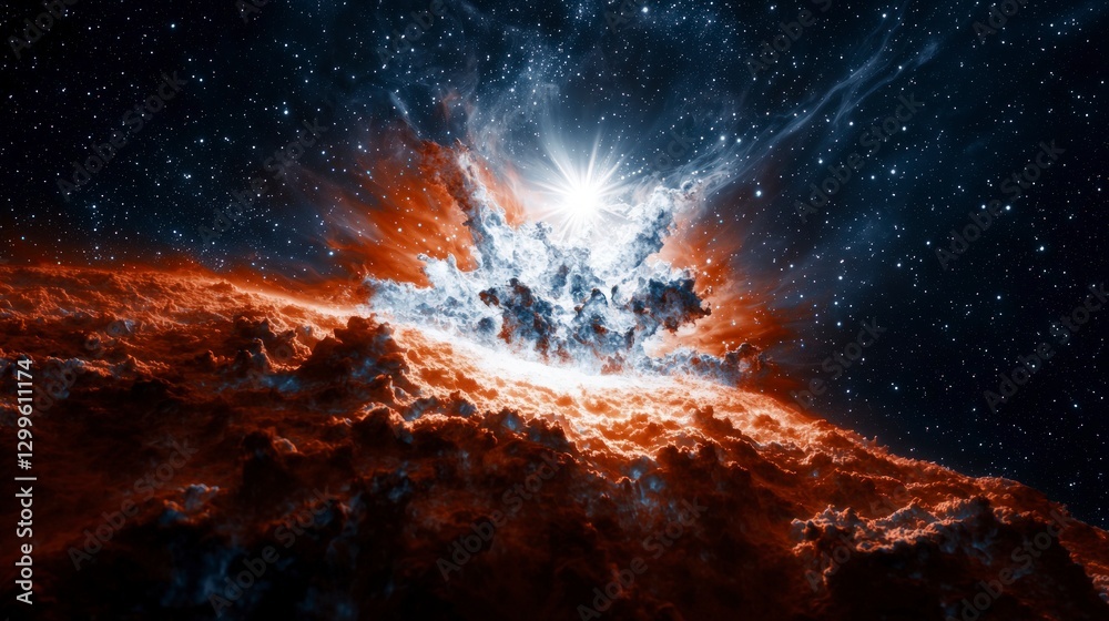 Fototapeta premium Cosmic Nebula Stellar Explosion Space Clouds Bright Stars Galaxy