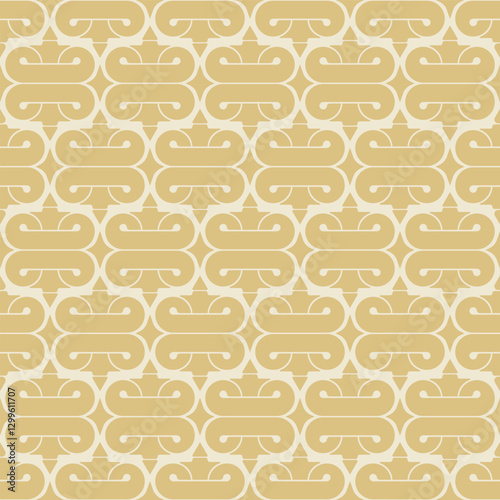 Gold Art Nouveau Ornate Ogee Damask Seamless Vector Repeat Pattern