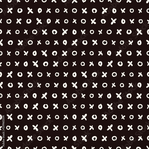 XOO Black and White Love Seamless Vector Repeat Pattern