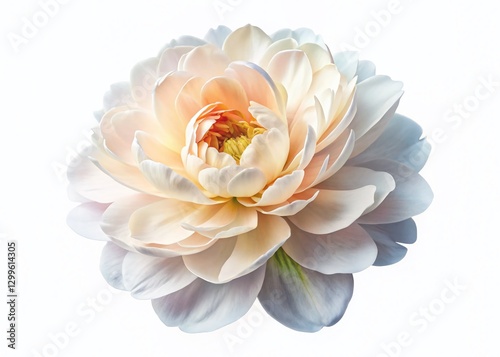 Fototapeta Naklejka Na Ścianę i Meble -  Miniature White Peony Flower, Isolated on White Background - Tilt-Shift Photography