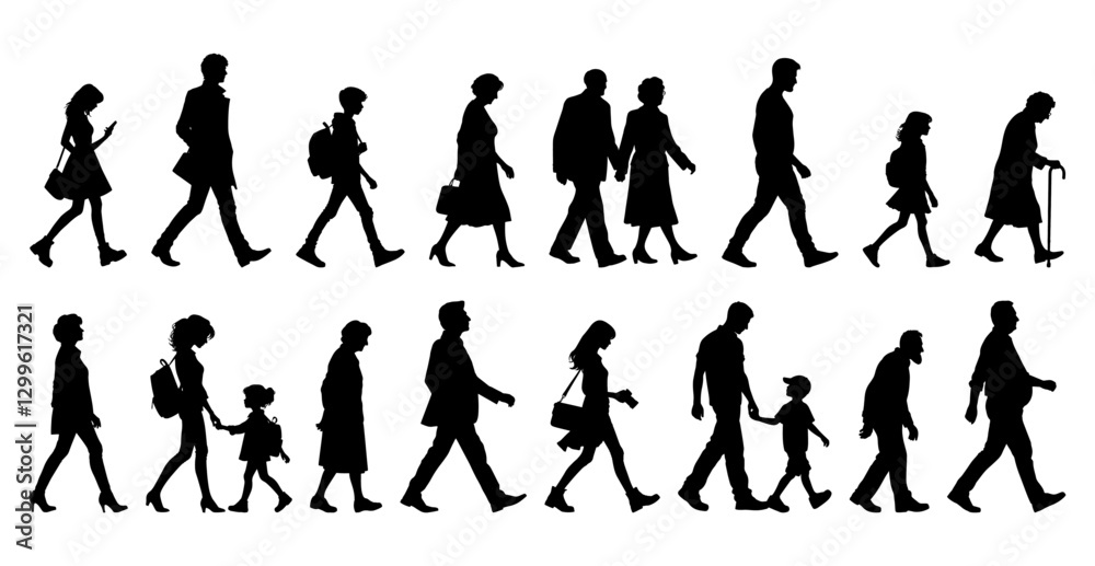 Obraz premium Vector illustration. Large set of silhouettes on a white background.