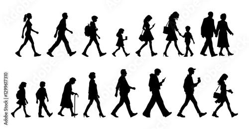 Vector illustration. Large set of silhouettes on a white background.