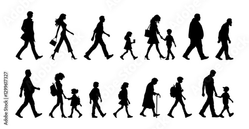 Vector illustration. Large set of silhouettes on a white background.