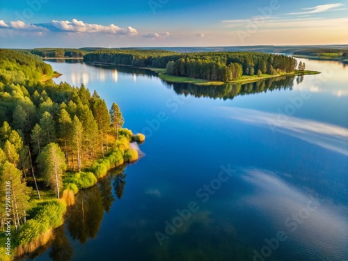 Minimalist Lake Scene, Merechevshchina Tract, Ivatsevichi District, Belarus