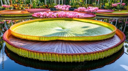 Giant Amazon Water Lily Pads Botanical Garden Pond