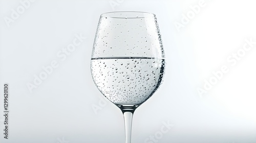 Crystal Clear Water Glass with Bubbling Effervescence Captured in Studio Setting