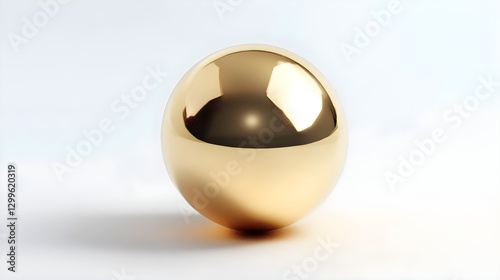 Shiny Gold Sphere on White Background: A Simple Study in Form and Reflection