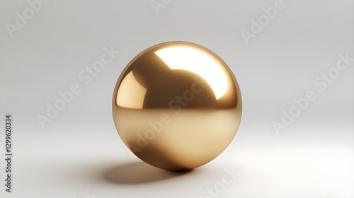 Shiny Golden Sphere on Minimalist Background Reflecting Soft Light