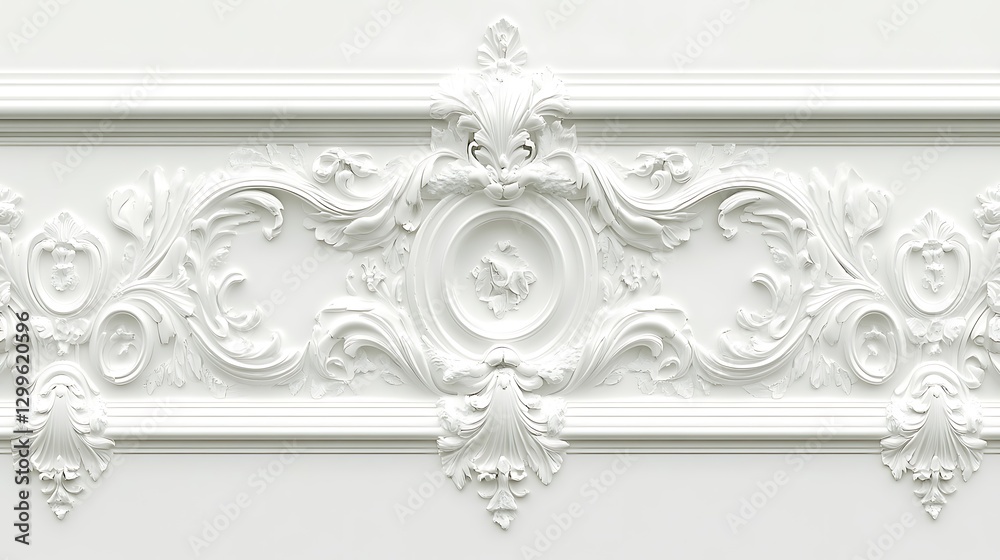 Obraz premium Elegant White Ornate Wall Panel Design