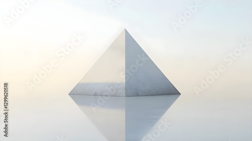 Serene Glass Pyramid Reflecting Tranquil Horizon Under Soft Early Light