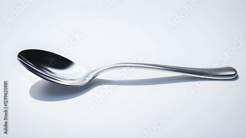 Close-Up of a Shiny Stainless Steel Spoon on a Minimalist Background