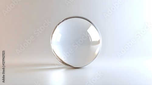 Transparent Glass Sphere Reflecting Light on Smooth Surface