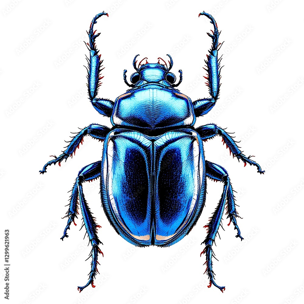Vibrant Blue Jewel Scarab Beetle: A Close-Up Study Vibrant Blue Jewel Scarab Beetle: A Close-Up Study
