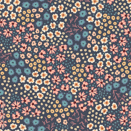 Beautiful Flower Meadow Floral Ditsy Seamless Vector Repeat Pattern