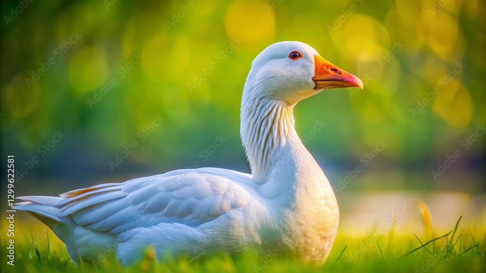 Minimalist White Goose Portrait: Elegant Bird Photography Minimalist White Goose Portrait: Elegant Bird Photography
