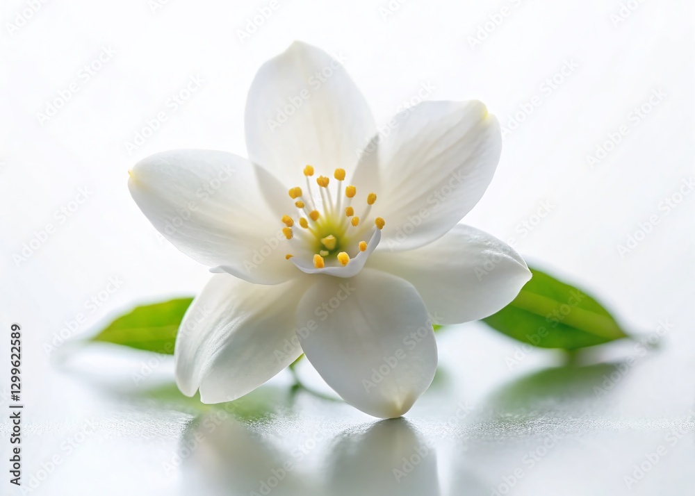 Minimalist White Jasmine Flower on White Background Stock Photo Minimalist White Jasmine Flower on White Background Stock Photo