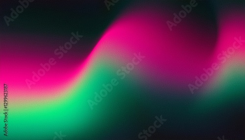 Grainy background, abstract pink magenta green noise texture vibrant glowing color gradient shape, black backdrop dark banner poster header cover wallpaper design