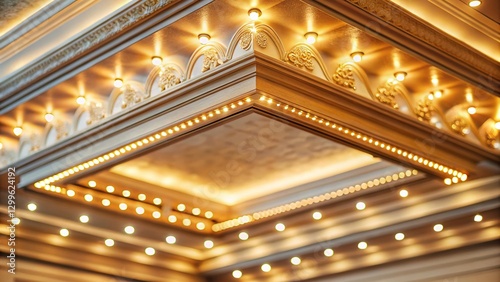 Modern Ceiling Border Design with Bokeh Lighting - Interior Decor Stock Photo