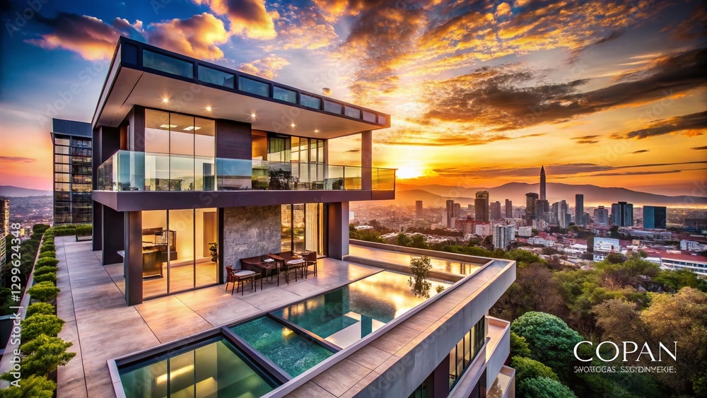 Fototapeta premium Modern Copan Building Architectural Photography: Exterior and Skyline Views