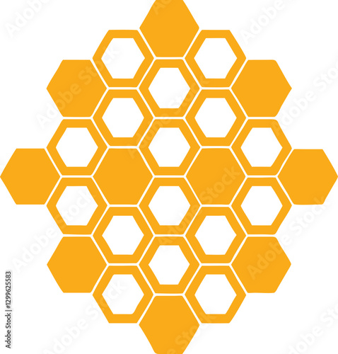 Geometric Honeycomb Pattern of Orange Hexagons on a Clean White Background