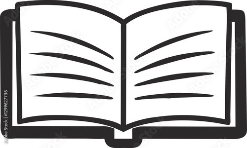 Illustration of an Open Book - Symbol of Reading, Open book silhouette vector isolated on white background, Knowledge, and Education.