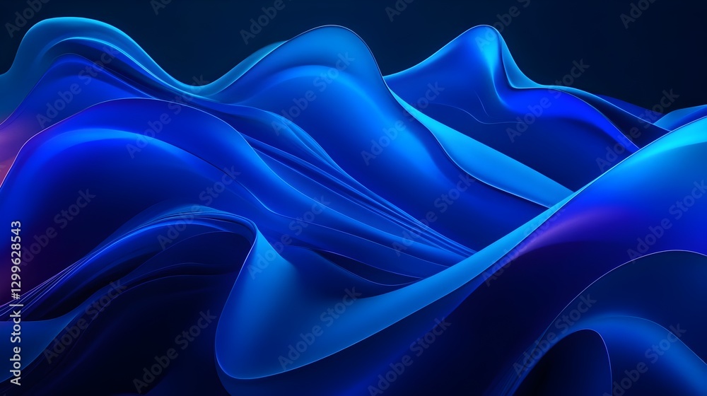 Obraz premium Dynamic Blue Wave Patterns Creating a Serene and Modern Artistic Atmosphere