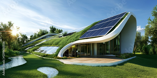 Green Building Design with Sustainable Elements for Eco-Friendly Architecture photo