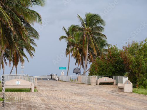 The entrance to the pedestrian walk on what used to be A1A's highway to Key West and now a fishing and excercise walking area photo