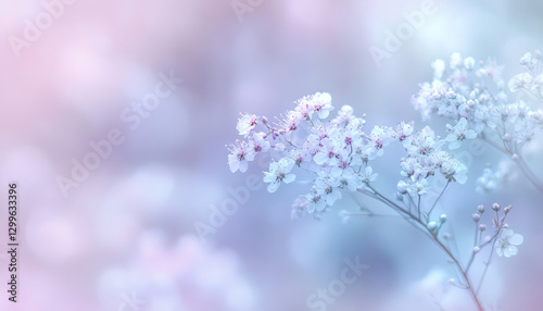 Pastel Pink and Blue Flowers in Soft Focus