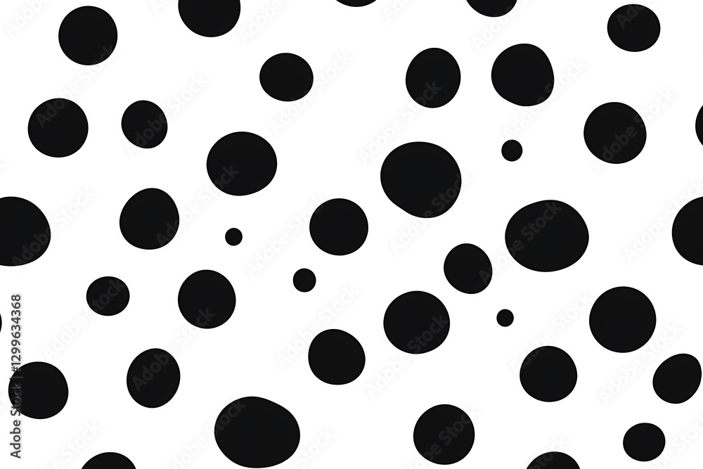 Seamless Polka Dot Pattern of Varied Size Black Spots on White Layout Seamless Polka Dot Pattern of Varied Size Black Spots on White Layout