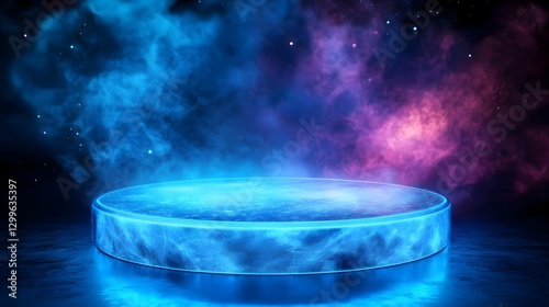 Futuristic Stage with Cosmic Background for Upcoming Event Performance
