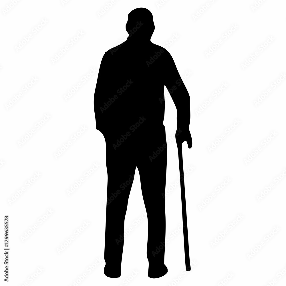 silhouette of grandfather or grandmother using a stick silhouette of grandfather or grandmother using a stick
