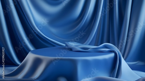 Elegant Blue Drapery Setup with Smooth Textures for Artistic Display