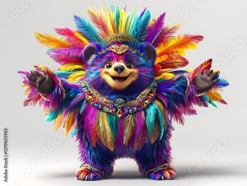 Colorful carnival animal costume celebration studio digital art vibrant playful