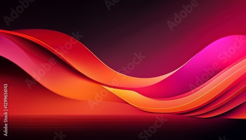 Vibrant red pink orange color gradient on black background, abstract poster design, copy space