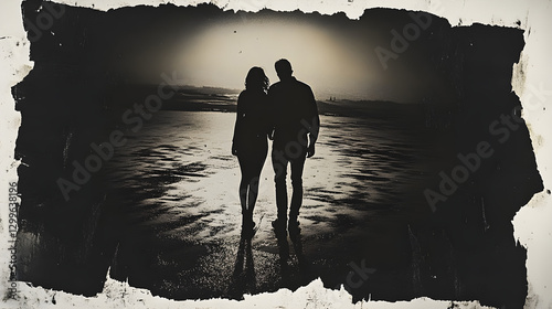 Vintage darkroom photograph with chemical stains and rough torn edges giving a handmade analog touch