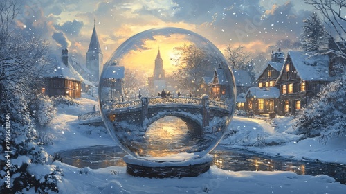 Enchanting Winter Village Captured in a Delicate Snow Globe Ornament