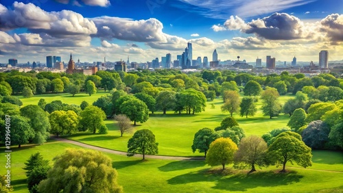 Panoramic Green Park London: Lush Landscape, Serene City View