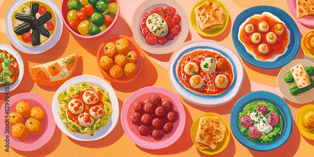 Happy Meatball Day Banner with an Assortment of Delicious Meatballs Happy Meatball Day Banner with an Assortment of Delicious Meatballs