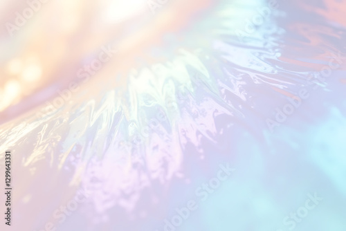 A mesmerizing prismatic effect in soft pastel shades, reflecting different colors as the light shifts, adding depth and elegance to a modern, trendy composition. AI-generated